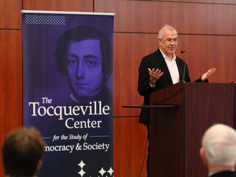 David Brooks addresses Tocqueville Center audience on Conservatism in America