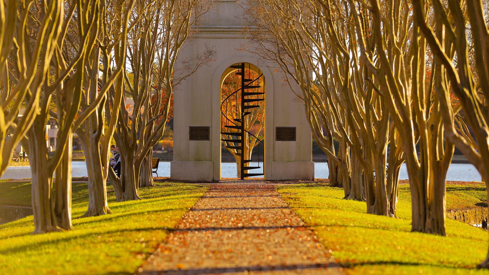 Close up of Furman bell tower during fall